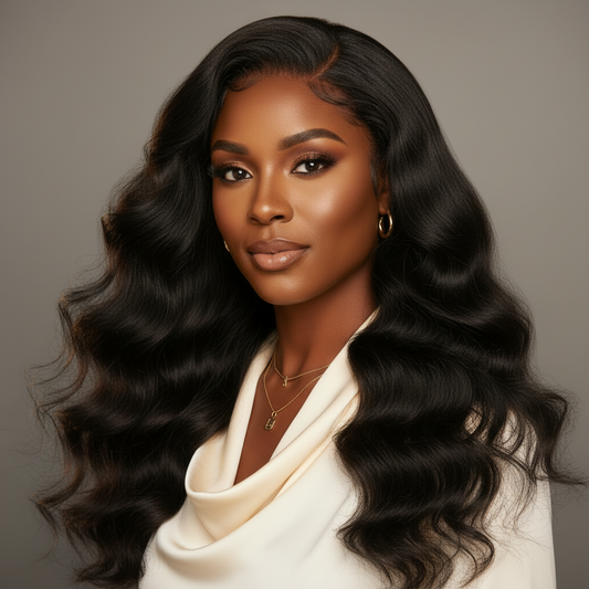 13x4 Vietnamese body wave lace frontal wig with soft flowing waves and natural density by The House of Wigs