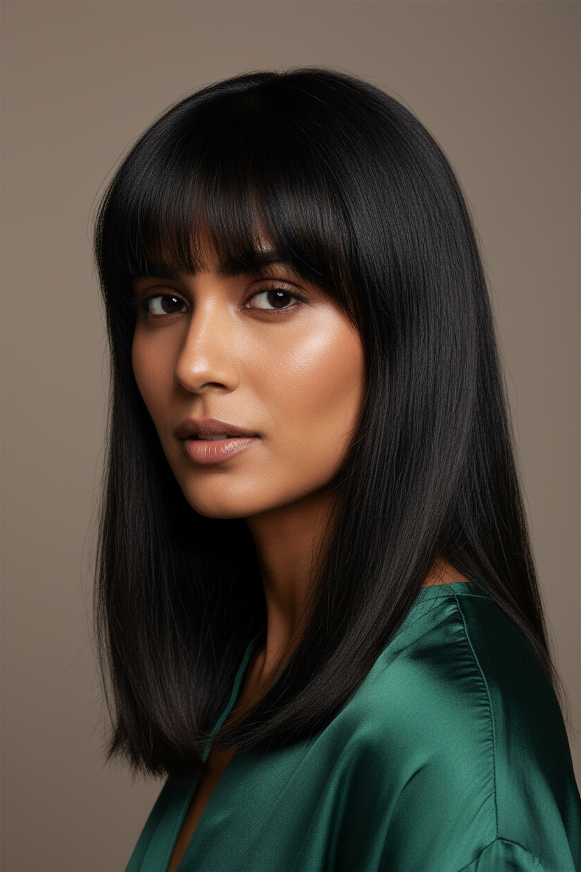Indian Model Fringe Bang Piece Portrait